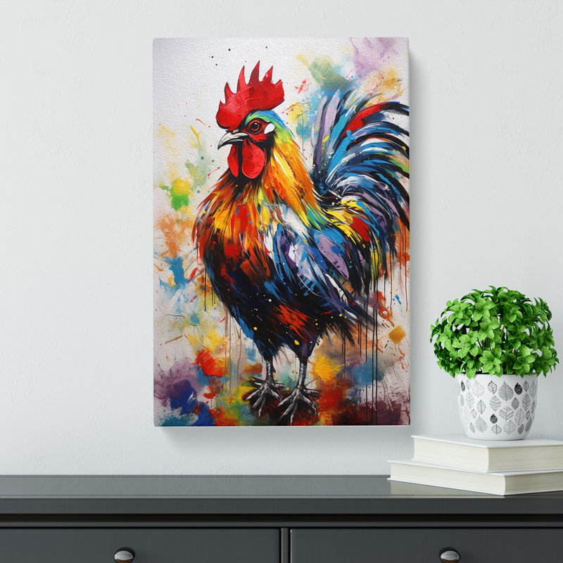 Rooster Gestural No.2 - No Frame Print, 50cm H x 35cm W x 3cm D