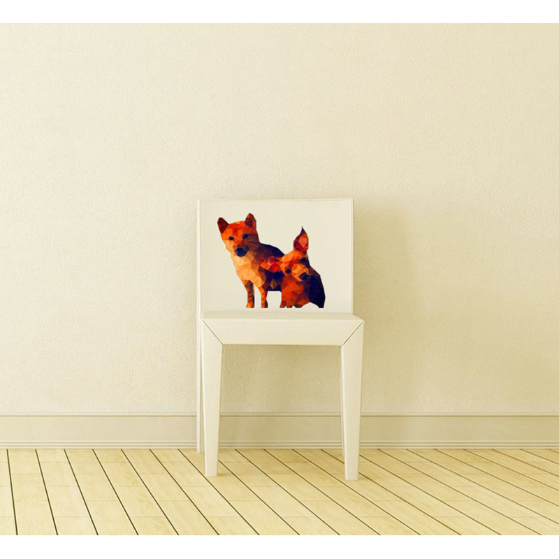 Adhésif décoratif chiens polygonaux, H 10 po x l 10 po
