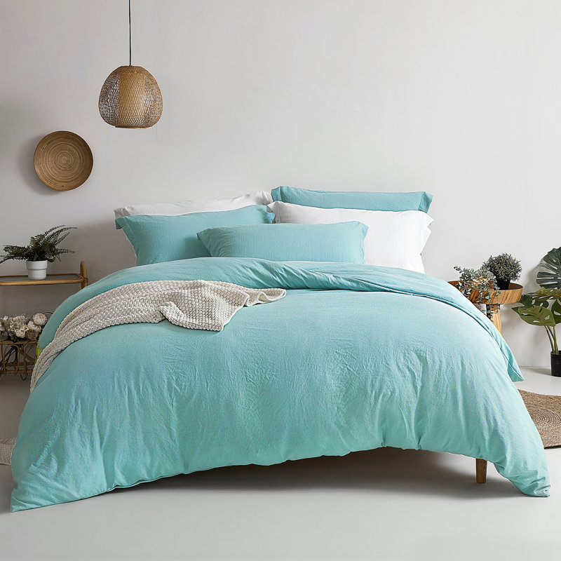 Solayne Washed Microfiber Duvet Cover Set, Soft Bedding with Zipper Closure and Corner Ties, Queen Duvet Cover + 2 Shams