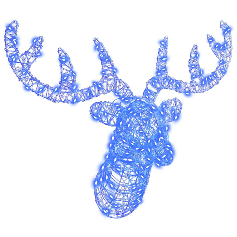 vidaXL Reindeer Head with 140 LEDs 60 cm Acrylic, Blue