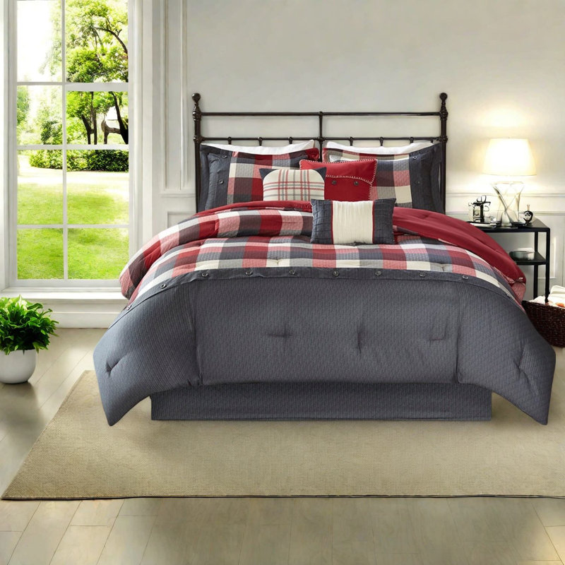 Premium Comforter Bedding Set, Polyester Herringbone, Farmhouse Style
