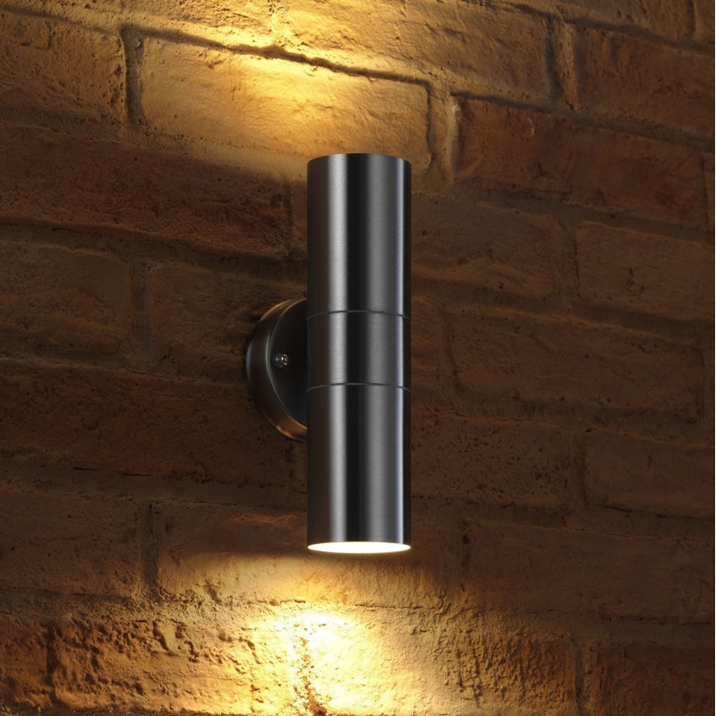 Fyfe 2 - Bulb Outdoor Flush Mount, 16.3cm H x 8.5cm W x 9cm D, Stainless Steel