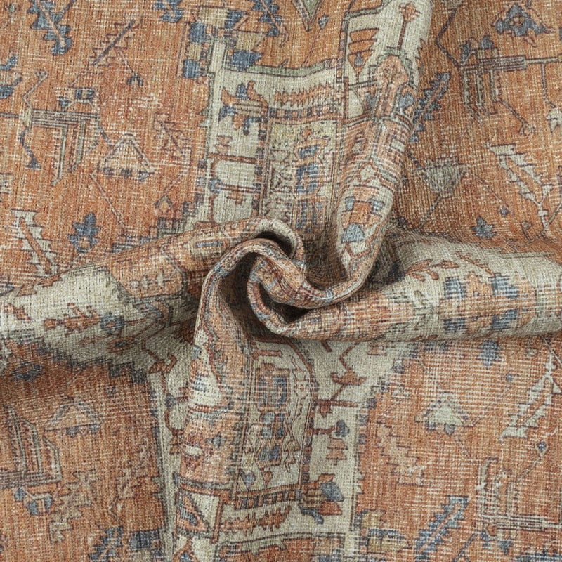 GLN Rugs Traditional Collection - Machine Washable Area Rug, Traditional Washable Rug, Non Slip Washable Rug, Low Pile Chenille Living Room Rug, Bedroom Rug, Kitchen Rug (Burnt Orange Rug)