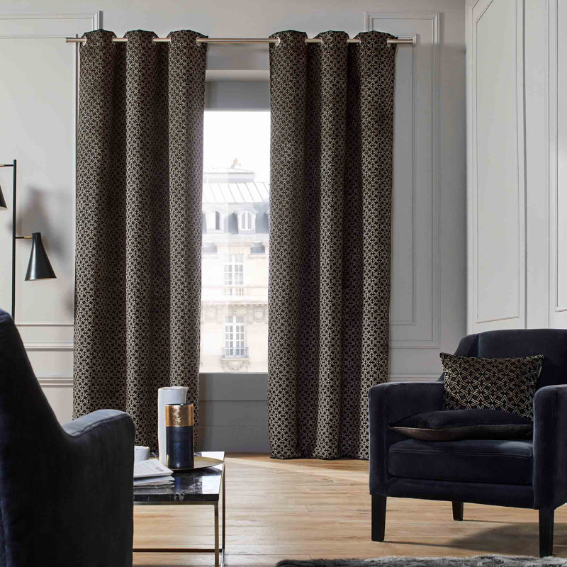Hayes Room Darkening Single Curtain Single Panel, Grey Linen, 138 W x 260 D cm