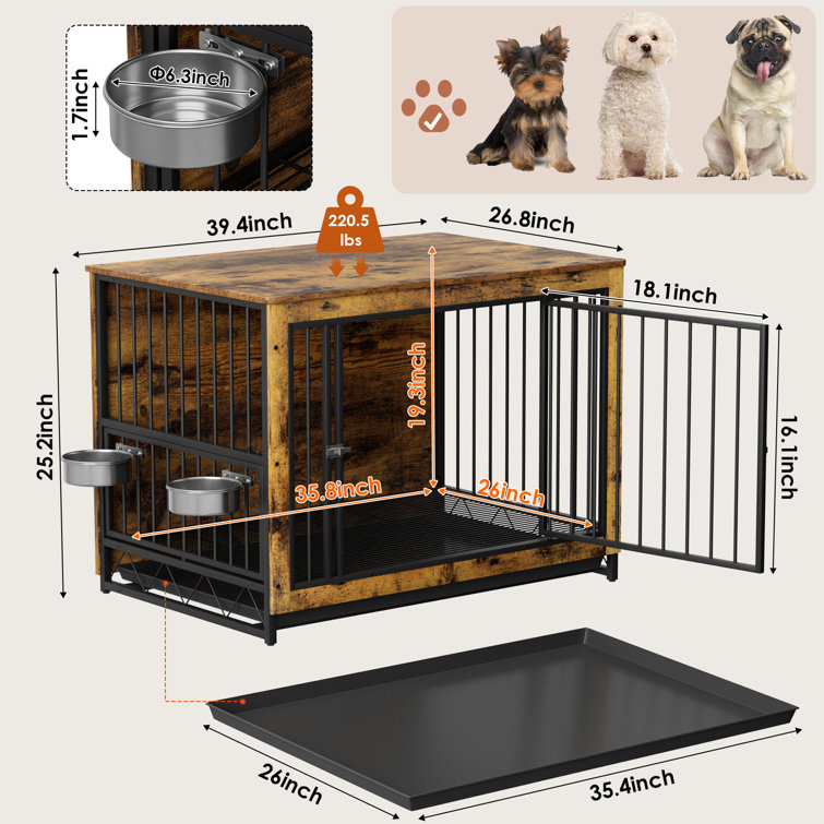 Set of 2 Stainless-Steel Dog Bowls - Cage, Kennel, and Crate