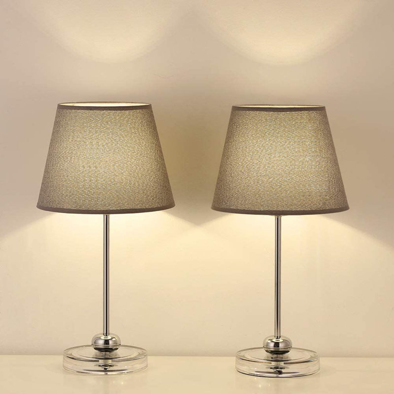 Lamas 17.5" Clear Bedside Table Lamp Set