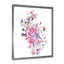 Ours polaire bleu et rose - Bouquet de fleurs - peinture sur toile-67386484-67386479