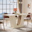 Table de salle à manger moderne 55 "pour 4-6, table de cuisine blanc cassé avec base en forme de U