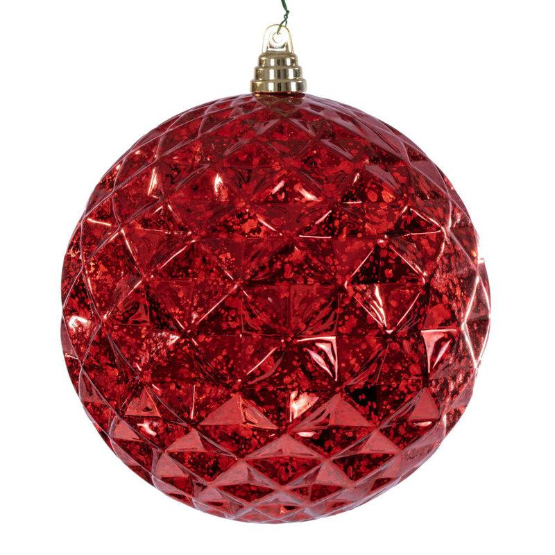 Vickerman 8" Diamond Mercury Ornament., Red