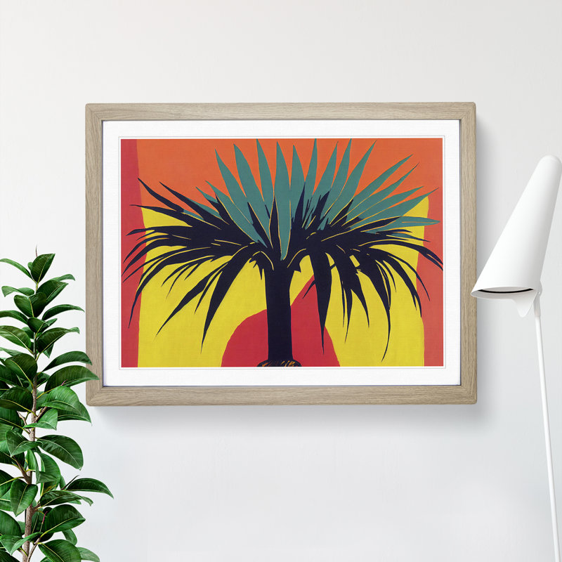 Abstract Palm Tree - Framed Print, 25cm H x 34cm W x 2cm D, Oak