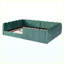 Lit tapissier en velours vert citrouille