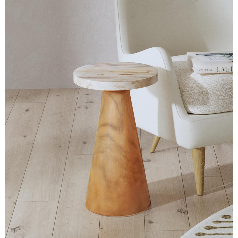 Petrified Wood Pedestal Table, Brown