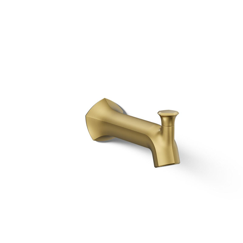 Wall-Mount 8 In. Diverter Bath Spout With Straight Design, Vibrant Brushed Moderne Brass