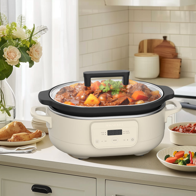6 Quart Programmable Slow Cooker with Removable Ceramic Pot, Cream