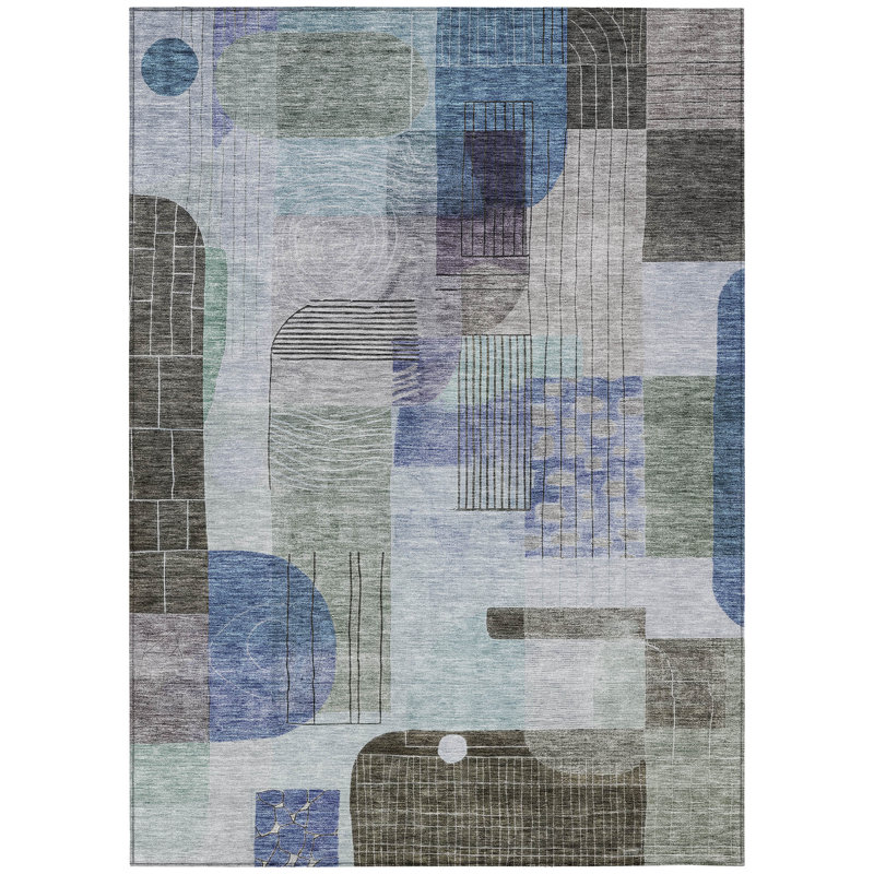 Tapis intérieur / extérieur bleu Jude , 9 pi x 12 pi