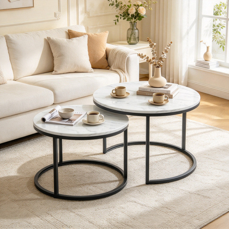 2 - Piece Living Room Table Set, White