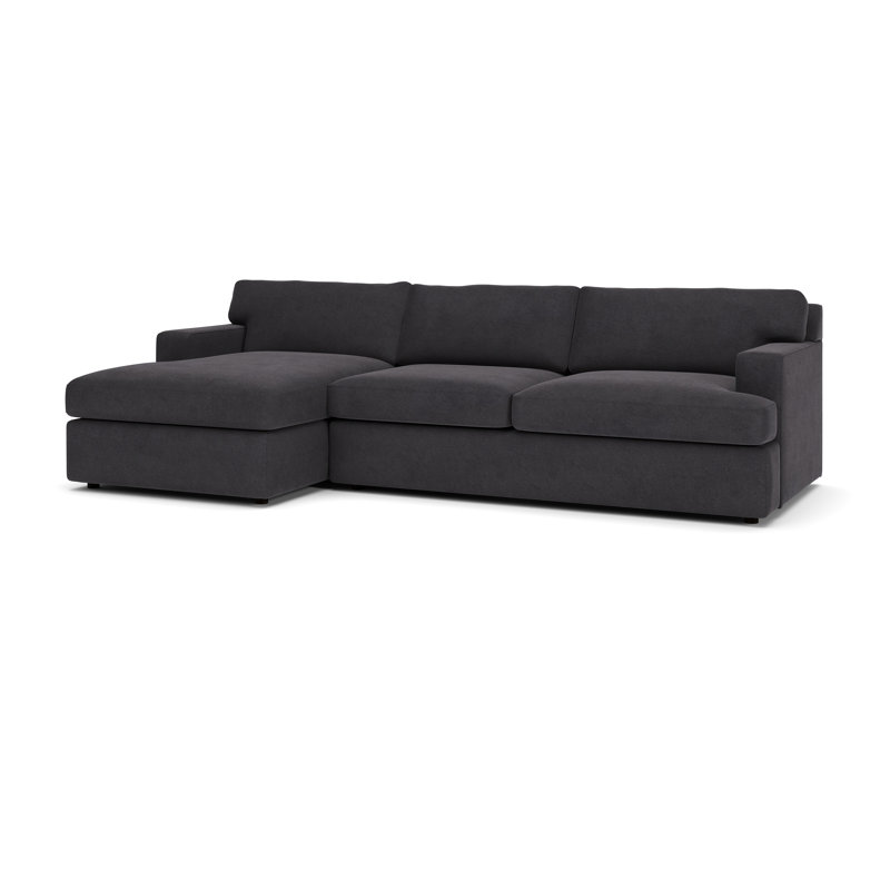 Canapé modulaire 2 pièces Cleo, Bella Gunmetal Performance Velvet, Orienté à gauche (vu de face)