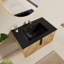 Ensemble de meuble-lavabo mural flottant simple 30 po avec lavabo en céramique intégré noir et armoire à grain de bois à chevrons-480158583-334507403