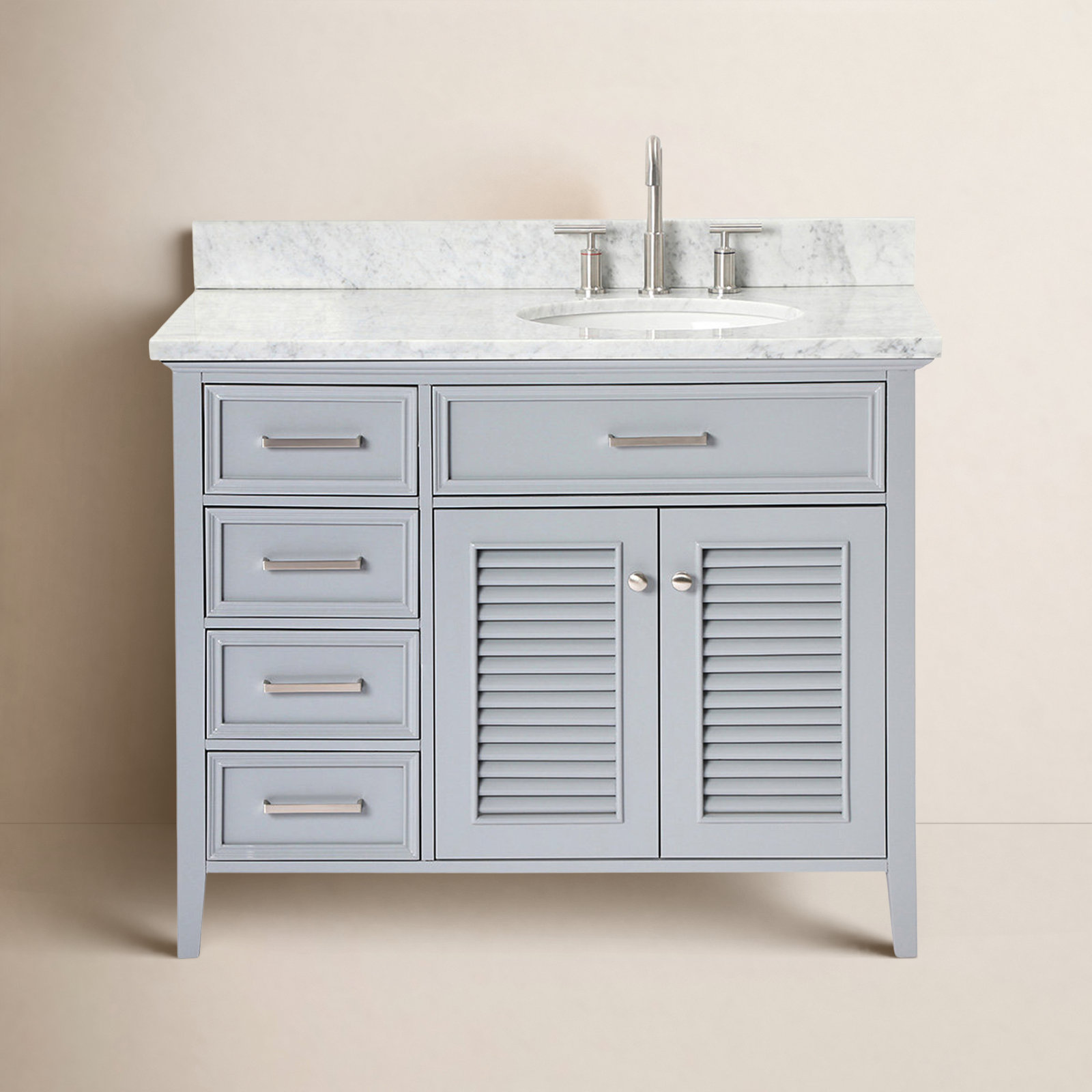 43'' Single Bathroom Vanity, Gray, Left