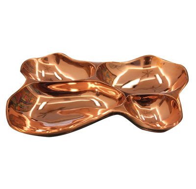 Aniyha Aluminum With Copper Plating And Patina Finish Decorative Bowl 1