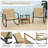 3 Piece Wood Rocking Bistro Set with Storage Bag PS Armrests & Tabletop Metal Frame Brown