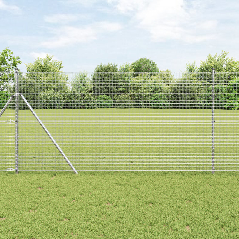 Welded Wire Fence Galvanised Steel, Silver, 120cm H x 1000cm W