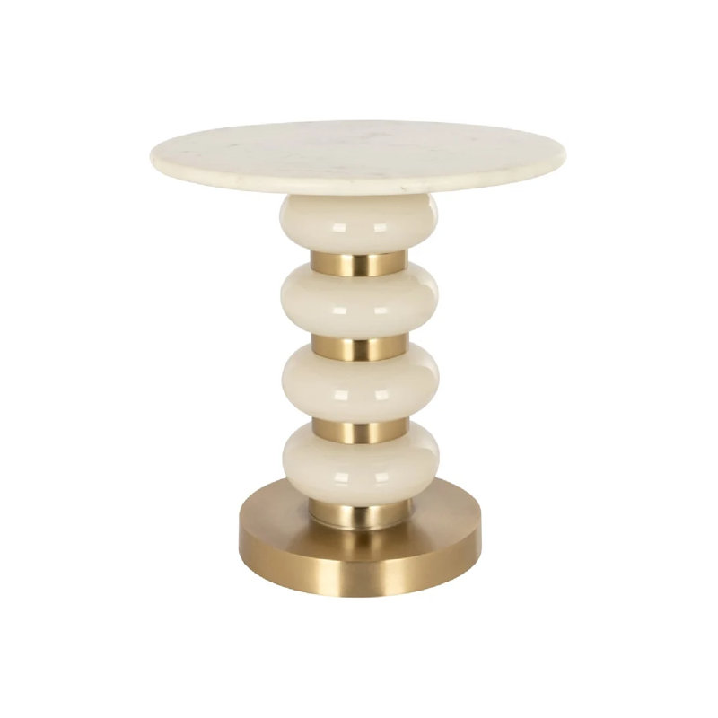 Marble End Table, White