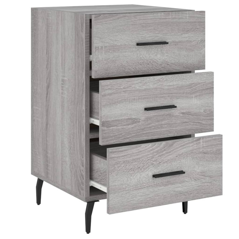 Mehrudin 40cm W Iron Bedside Table, Grey Sonoma