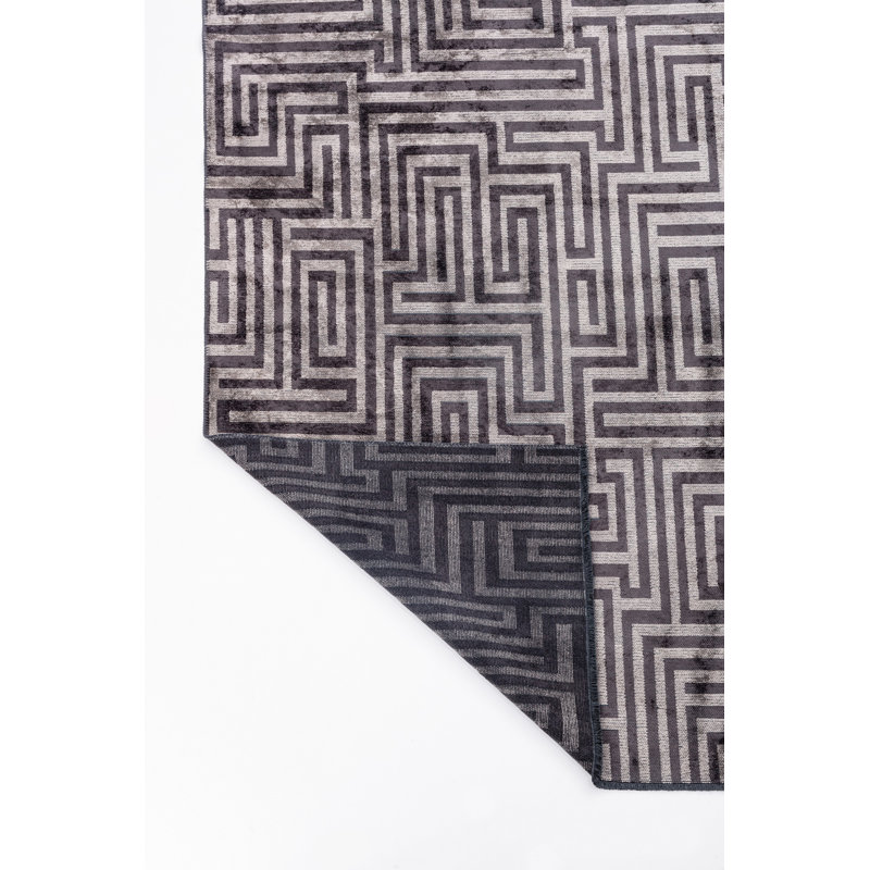 Rapture Gray Geometric Luxury Area Rug, Rectangle 7'10" x 9'10"