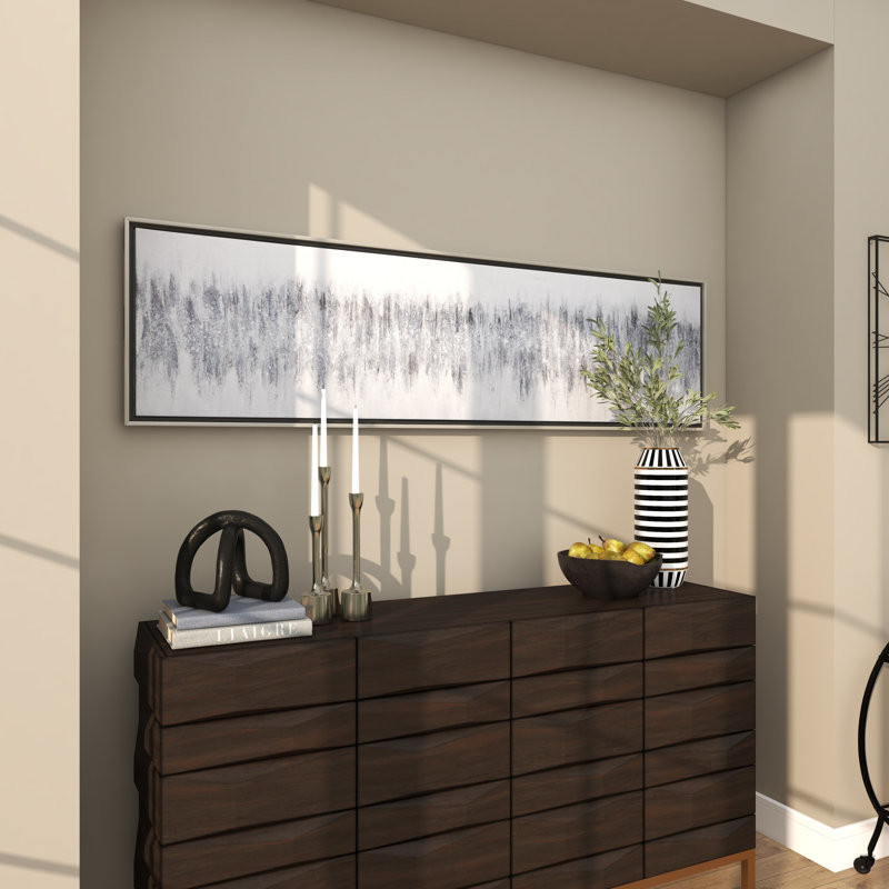 Canvas Abstract Living Room Gray Framed Wall Art with Silver Frame