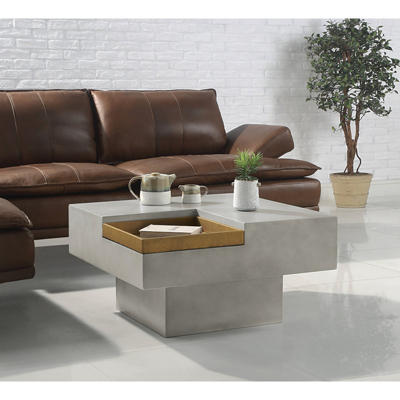 Table basse en béton avec compartiment de rangement Jaxxon