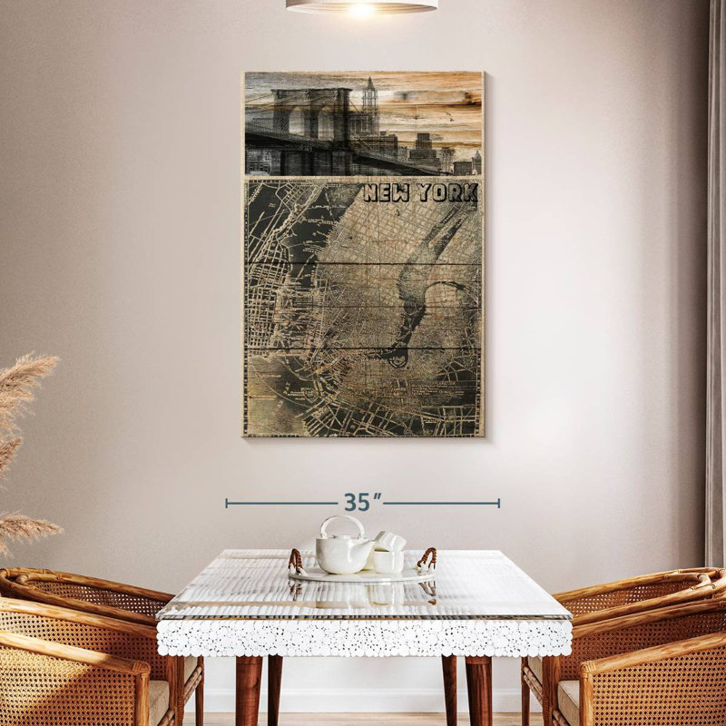 Sireci Retro NYC Map, 48" H x 32" W