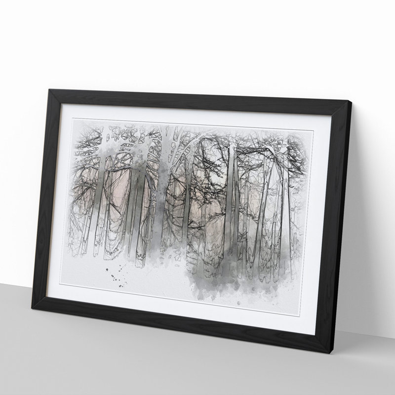 Sunlight Forest Vol.5 Sketch - Picture Frame Graphic Art, 65cm H x 90cm W x 2cm D, Black