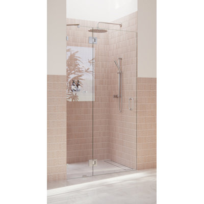 Halo 40.75 in. x 78 in. Frameless Glass Hinge Shower Door
