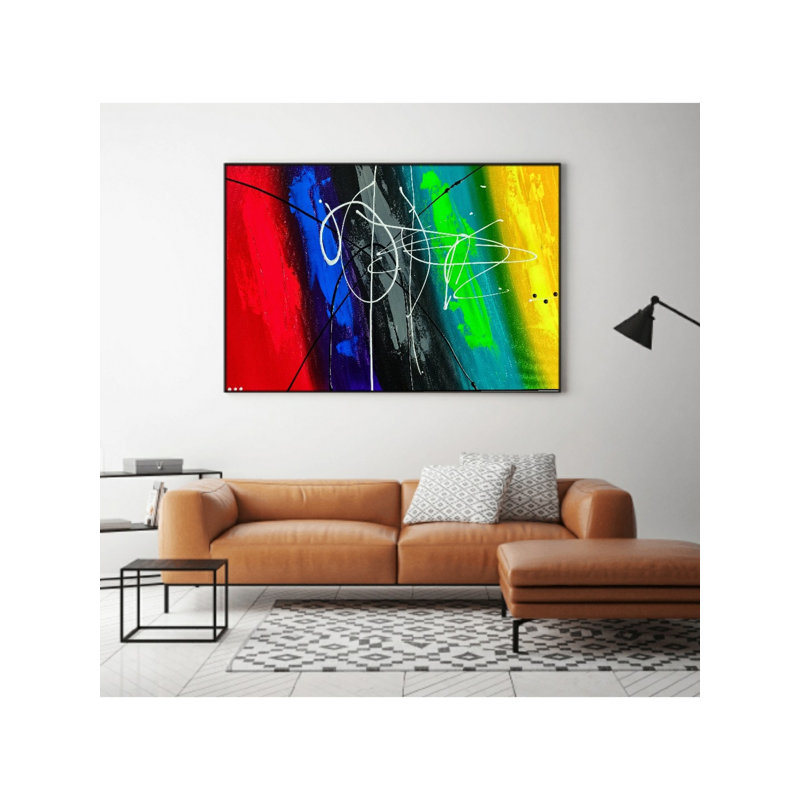«Vibrance Colorful Abstract Wall Art», peinture acrylique sur toile originale par Kapil Vadhera, moderne grand décor contemporain