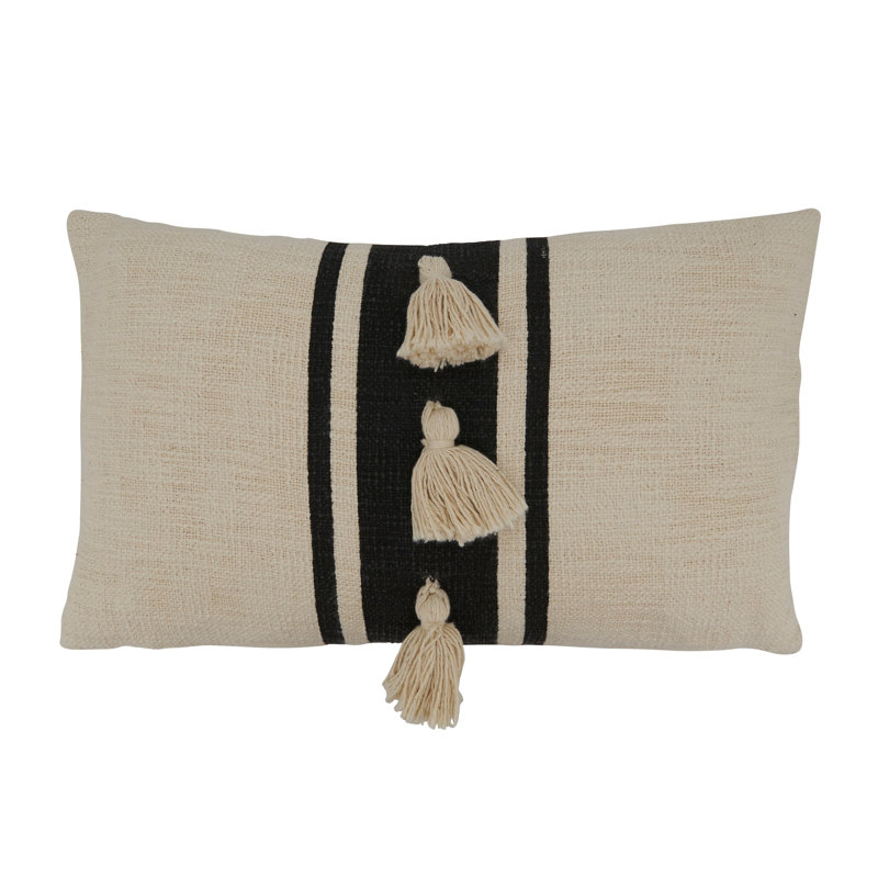 Delong Rectangular Cotton Pillow Cover, Black