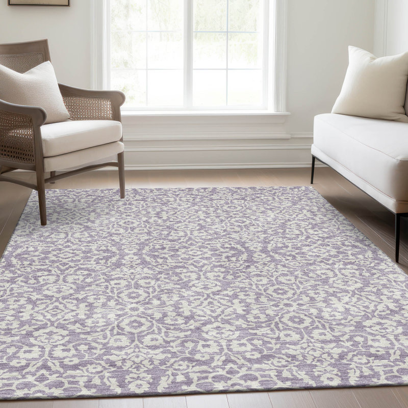 Premium Machine Washable Prisco Lavender Rug, Rectangle 8' x 10'