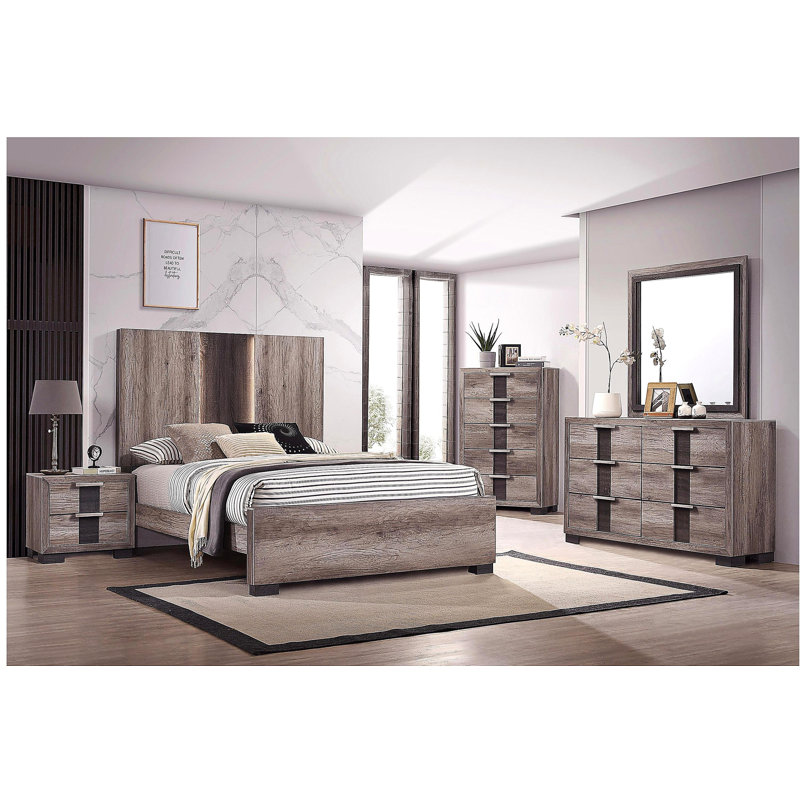 1 table de chevet au fini brun rétro avec 2 tiroirs et meubles en bois pour chambre à coucher, Brun