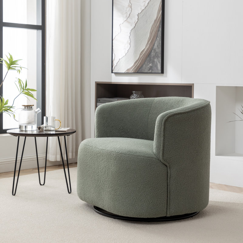 Fauteuil demi-tonneau pivotant Jalena, Polyester vert