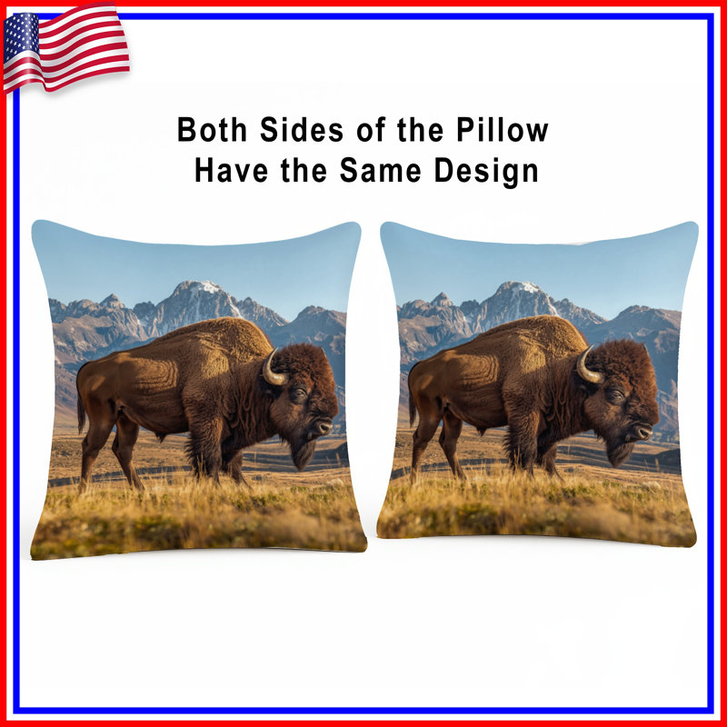 Coussins Majestic Bison Mountain, 20 x 20 pouces
