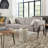 Fig Solid Mango Wood Accent Table In Distressed White Finish W/ Leaf Motif