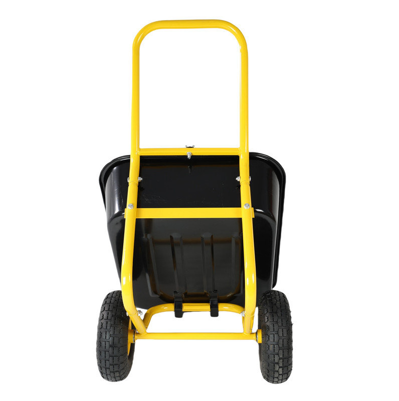 Brouette à deux roues, chariot de jardin, roues pneumatiques de 10 pouces (jaune + noir)