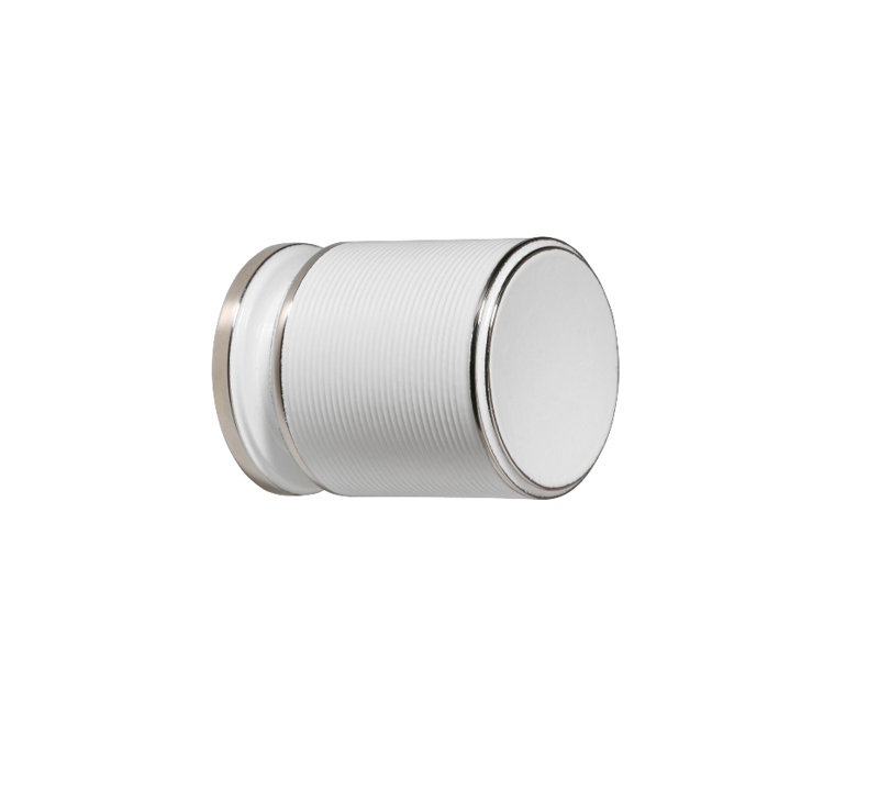 Monaco Cylindrical Knob, 0.75" H x 0.74" W x 0.74" D, Brush Brass/Black
