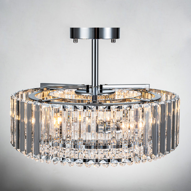 Irenej Semi Flush Mount Crystal Drum Lighting