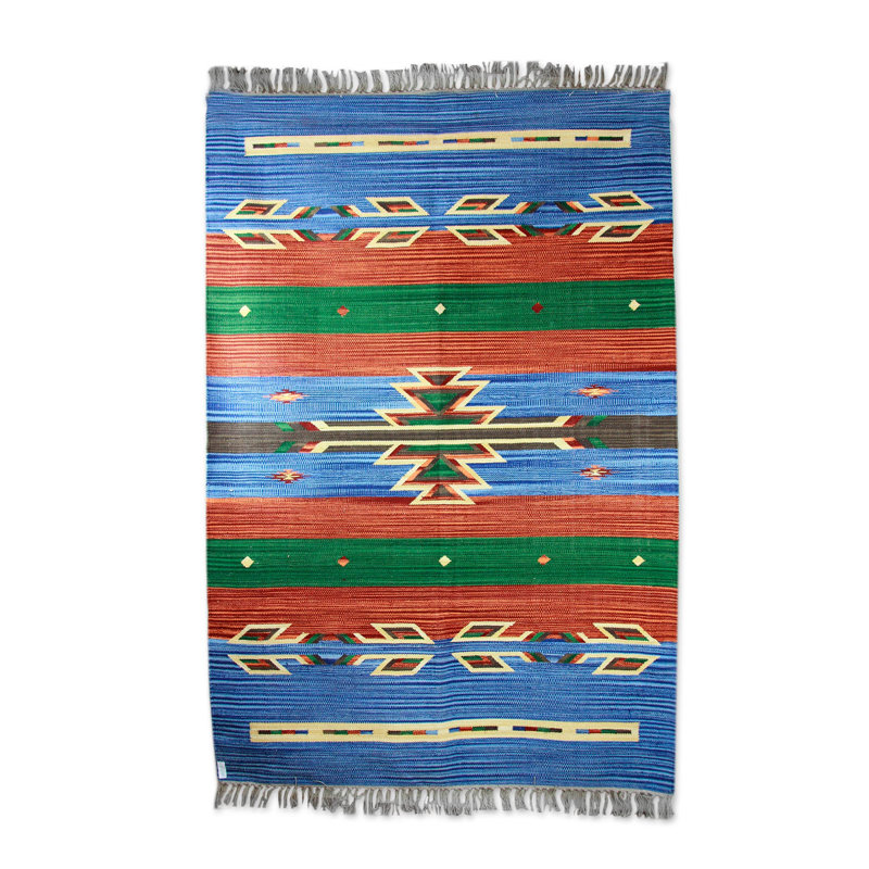 Tapis intérieur / extérieur bleu en coton fait à la main Sky Fantasy