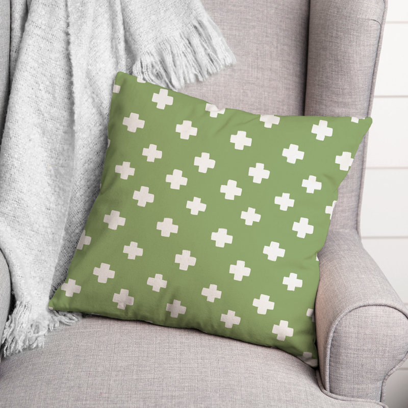 Geometric Outdoor Reversible Throw Pillow, Green