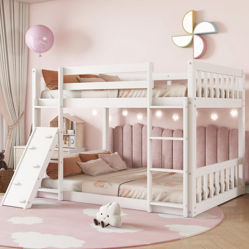 Lit simple superposé au-dessus du sol avec maisonnette, rampe d'escalade, ajout de chambre à coucher élégant, assurance qualité blanche