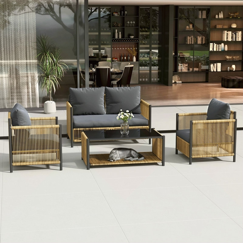 Ensemble de canapé de patio 6 pièces avec coussin