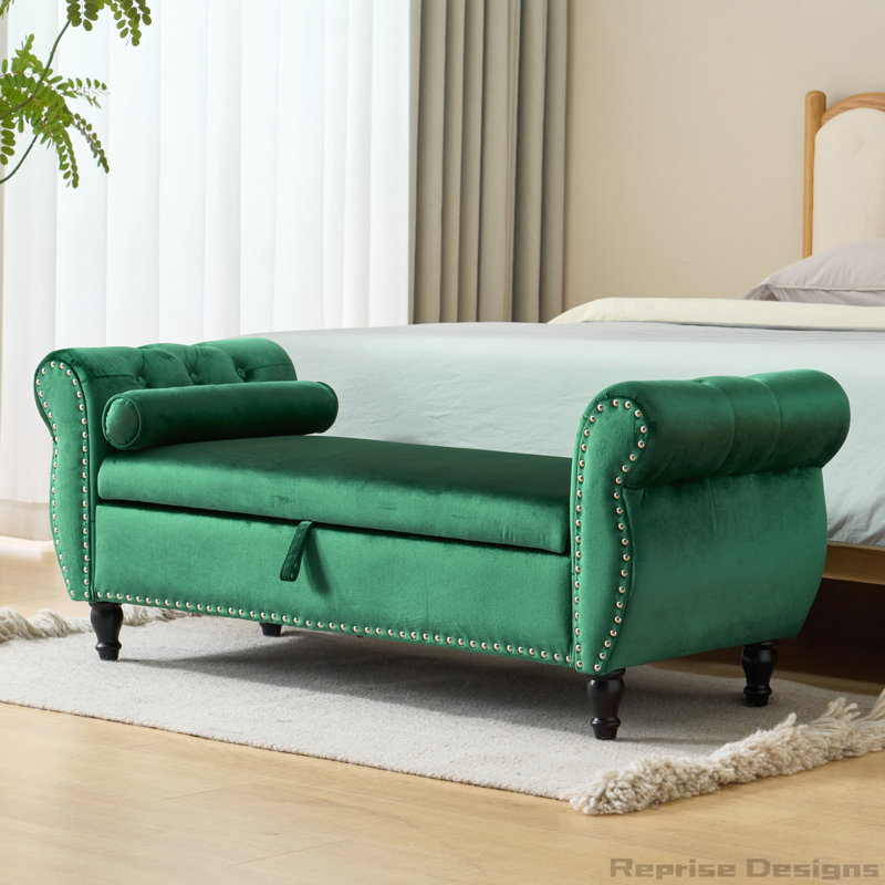 Banc avec repose-pieds Velvet, Émeraude