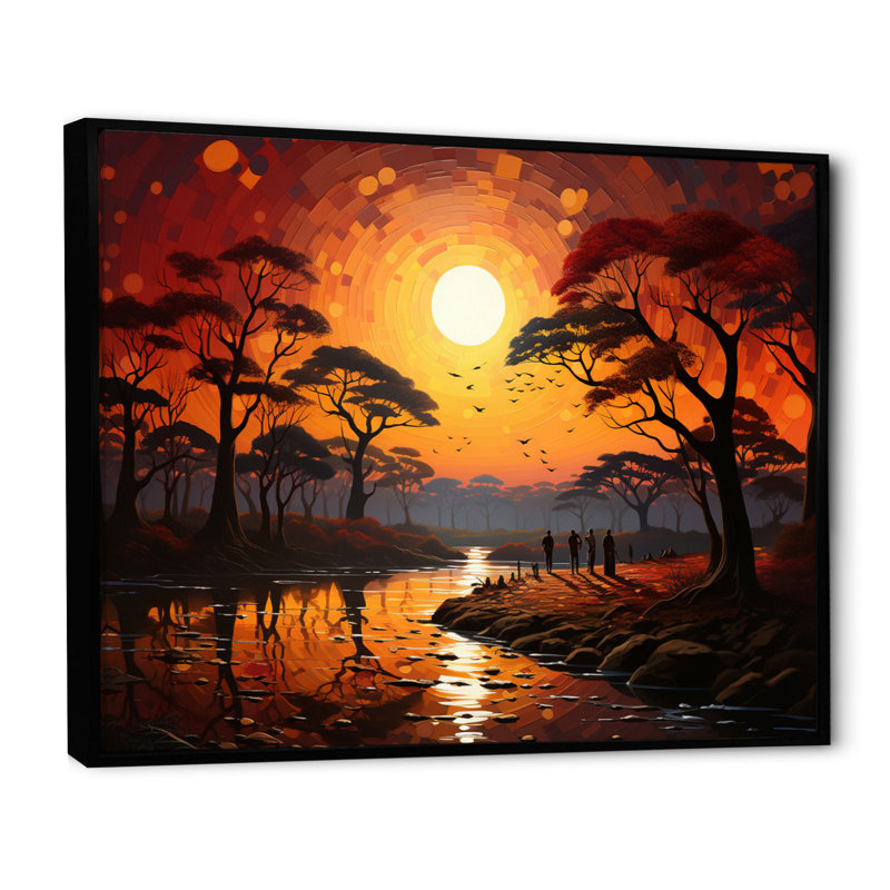 African Savannah Serenade V sur toile, H 34 po x l 44 po x P 1,5 po, Cadre flottant noir